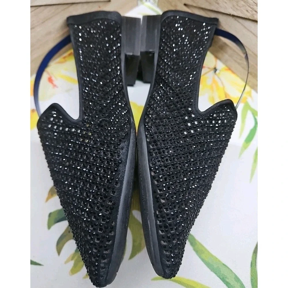 Antonio Milani Black Crystal Slip On Loafers  Sz 7.5 Glam Glitz‎ Sparkle #457